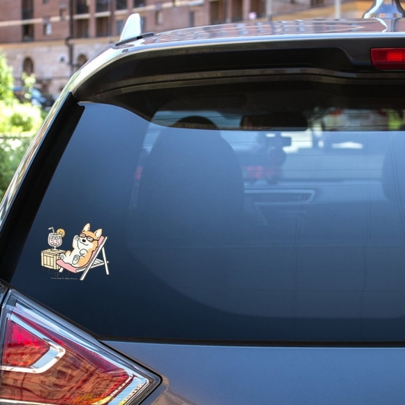 Waterproof Corgi Sticker Beach Relaxing Margarita Puppy - Picture 4 of 8